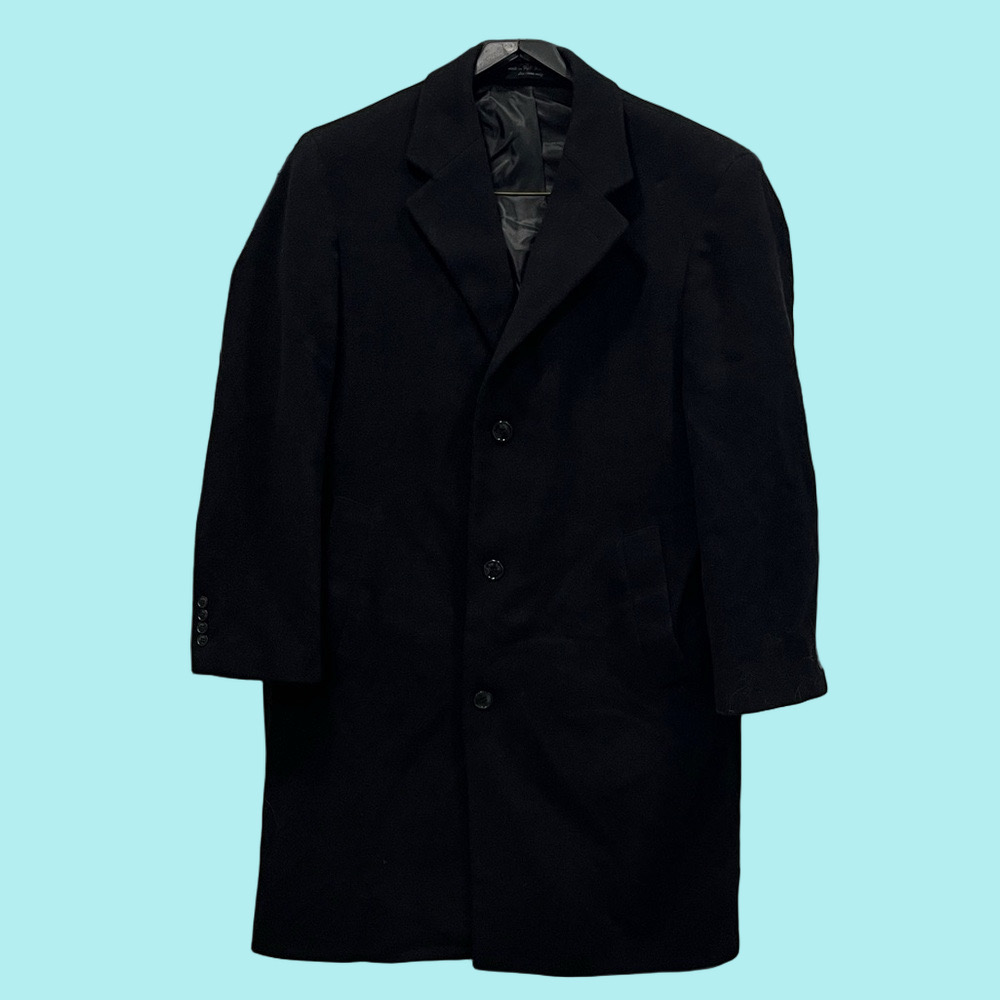 Men's Ron Chereskin Italian Cashmere Blend Black Overcoat
